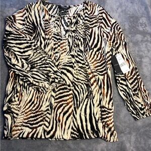 Liverpool Zebra Print Blouse - Black and Brown